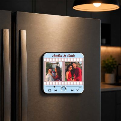Personalized Music Fridge Magnet with Auto Play Button Custom Photo & Favorite Song Display | Romantic Gift for Couples, Weddings, Engagements & Anniversaries